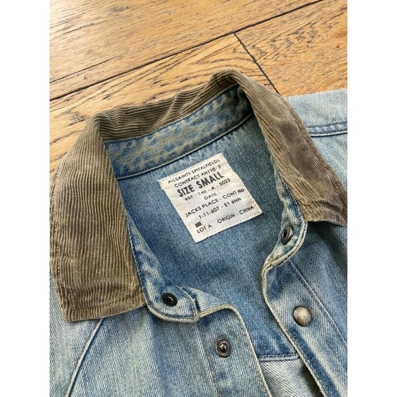 All Saints Men's Reed Regular Fit Blue Denim Shirt - Picture 6 of 10